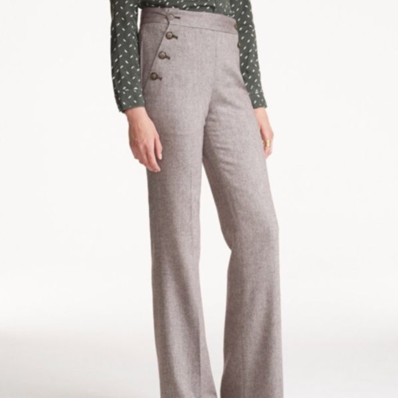 NWOT LL Bean High waisted wide leg Wool Pants - Picture 1 of 8